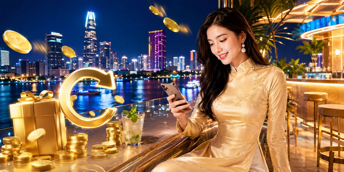 Phụ nữ áo dài tại TP.HCM nhận cashback bonus khi dùng app betting trên điện thoại
