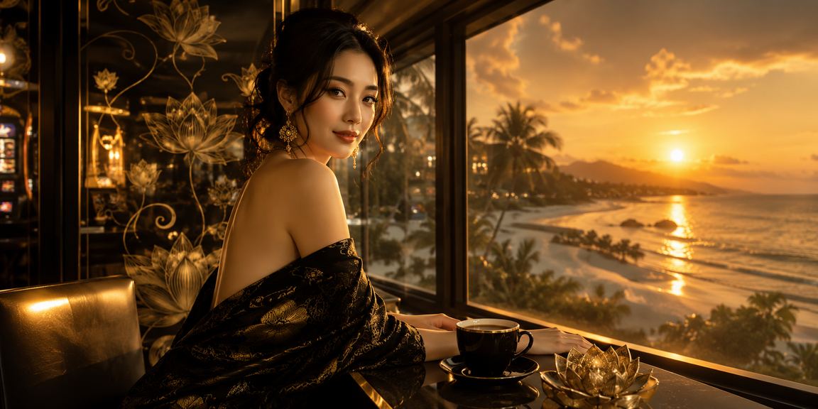 Người dùng Phú Quốc chơi slot game trực tuyến bên ly cà phê buổi sáng